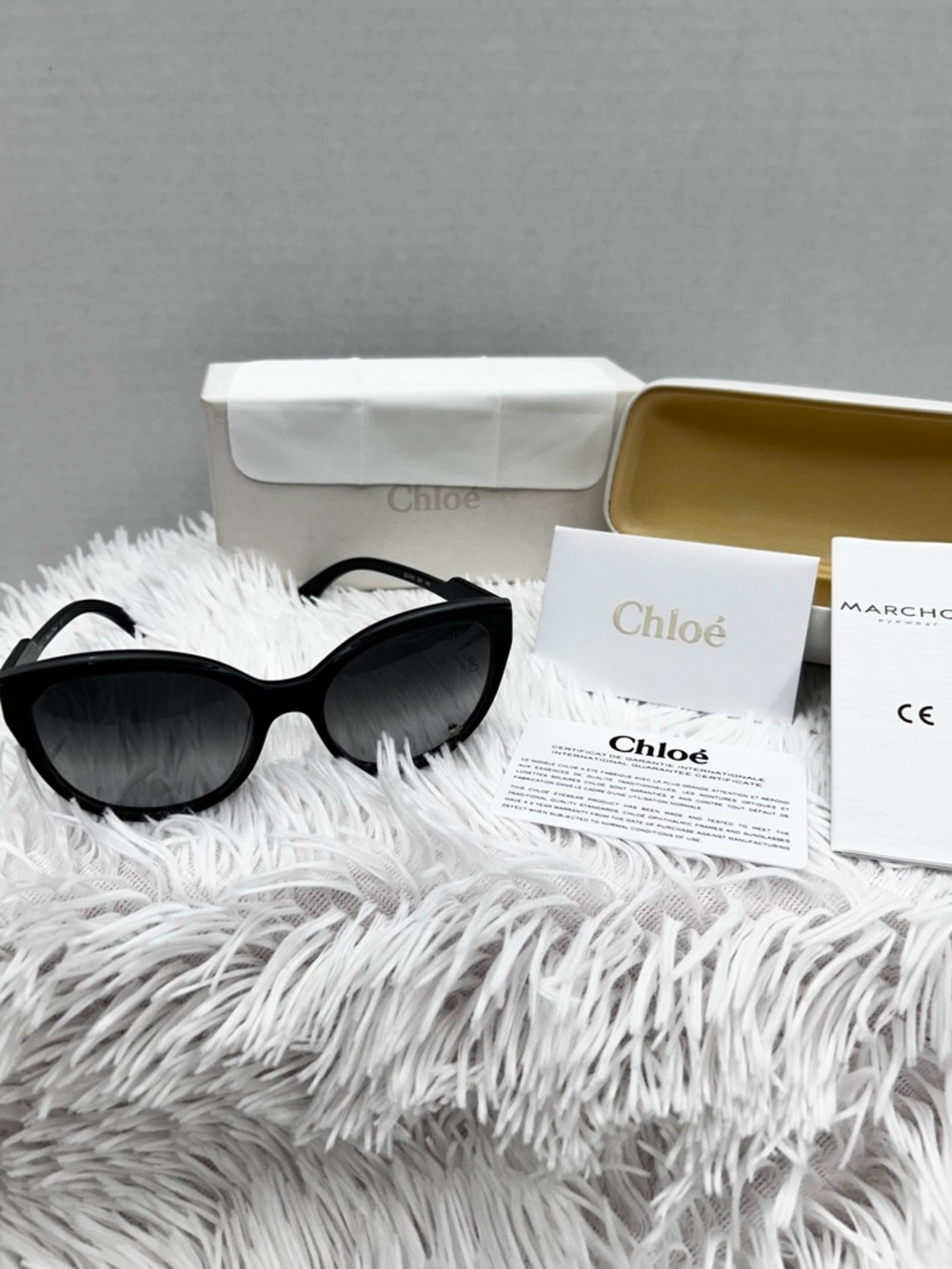 Chloé CL2180 C01 Oversized Cat Eye Sunglasses Black Gradient France